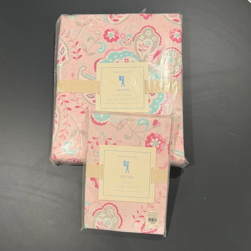 Pottery Barn Kids Kristen Pink Floral Paisley Duvet Cover & Sham